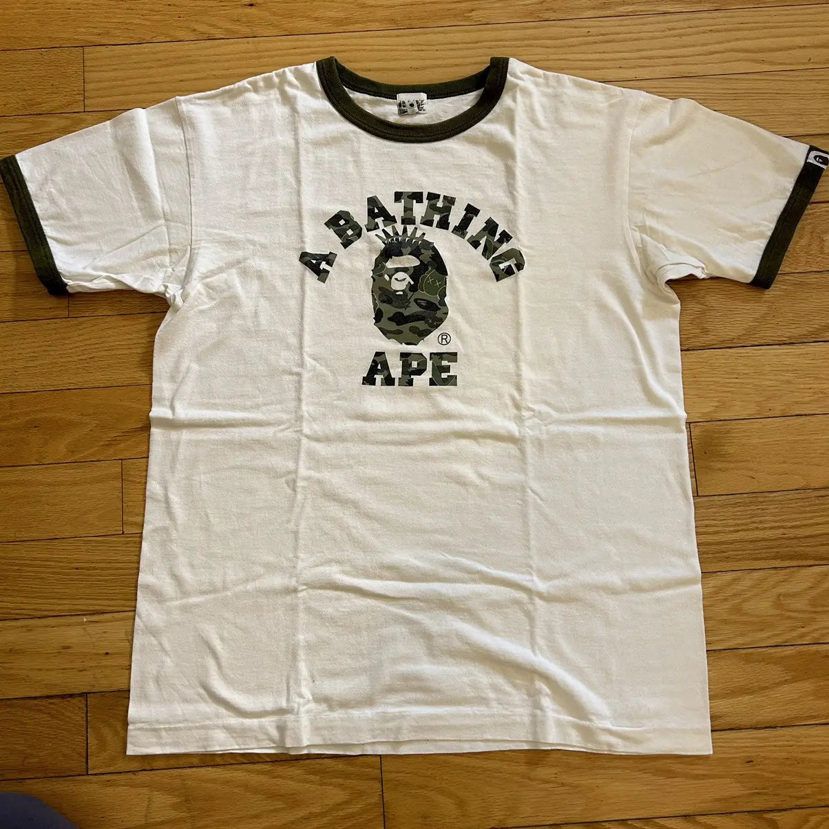 bape x kaws box camo college logo tee