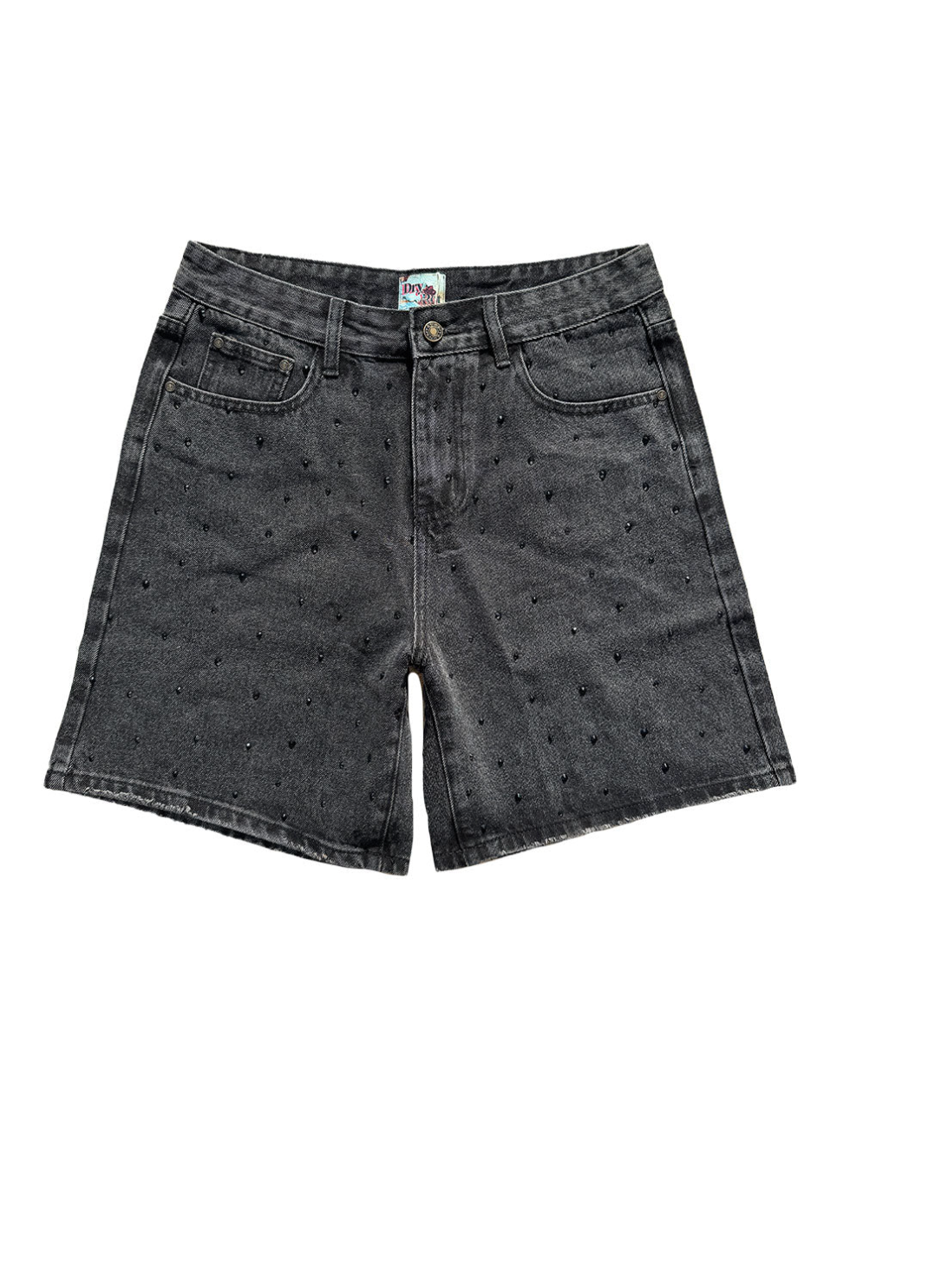 Dry Rot Rhinestone Black Denim Shorts