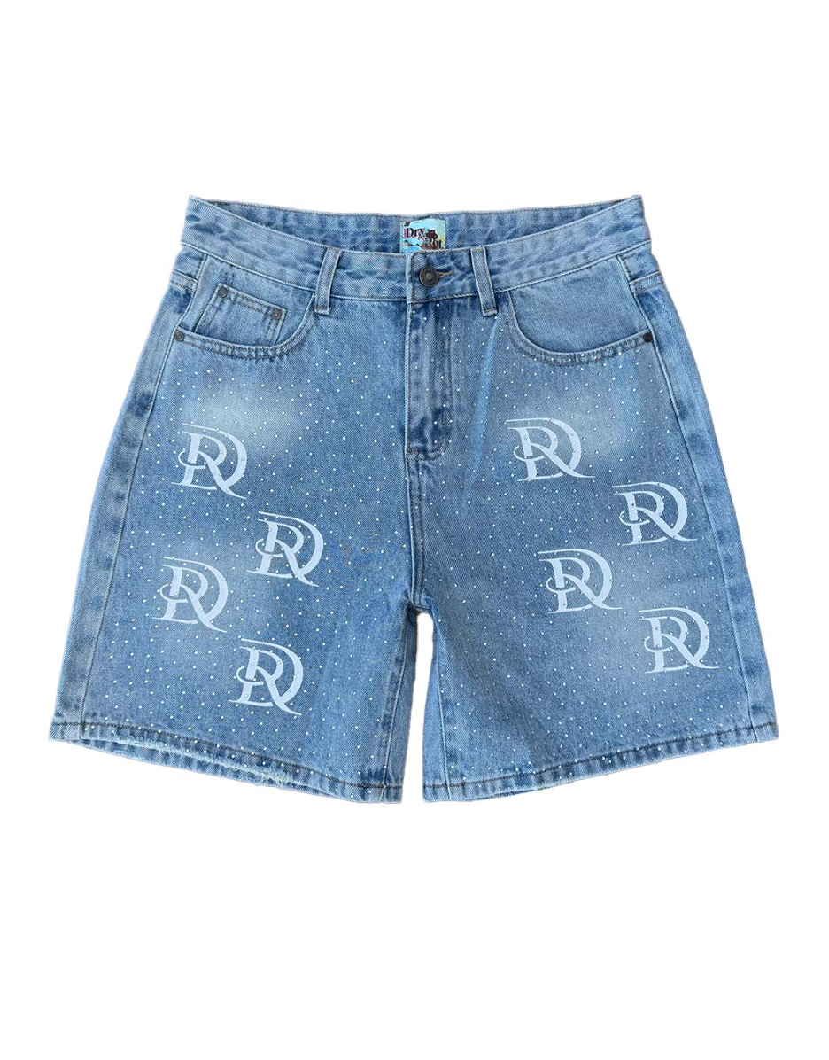 Dry Rot Light Wash Rhinestone Jean Shorts