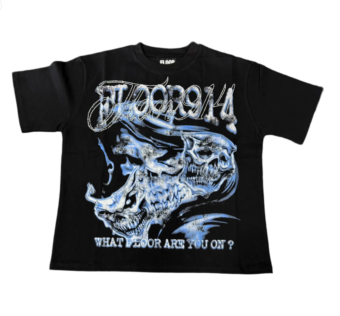 914 blue rhinestone tee