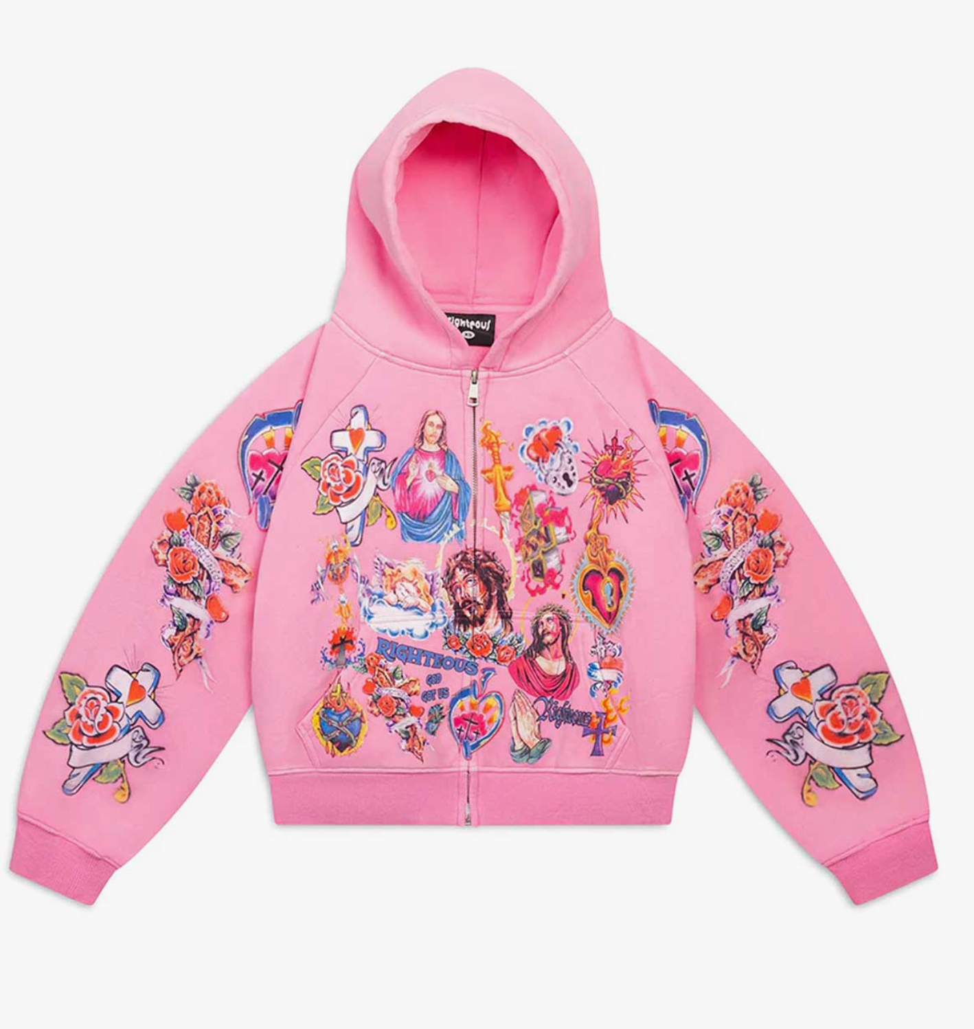 Righteous Risen King Zip Up Hoodie Pink