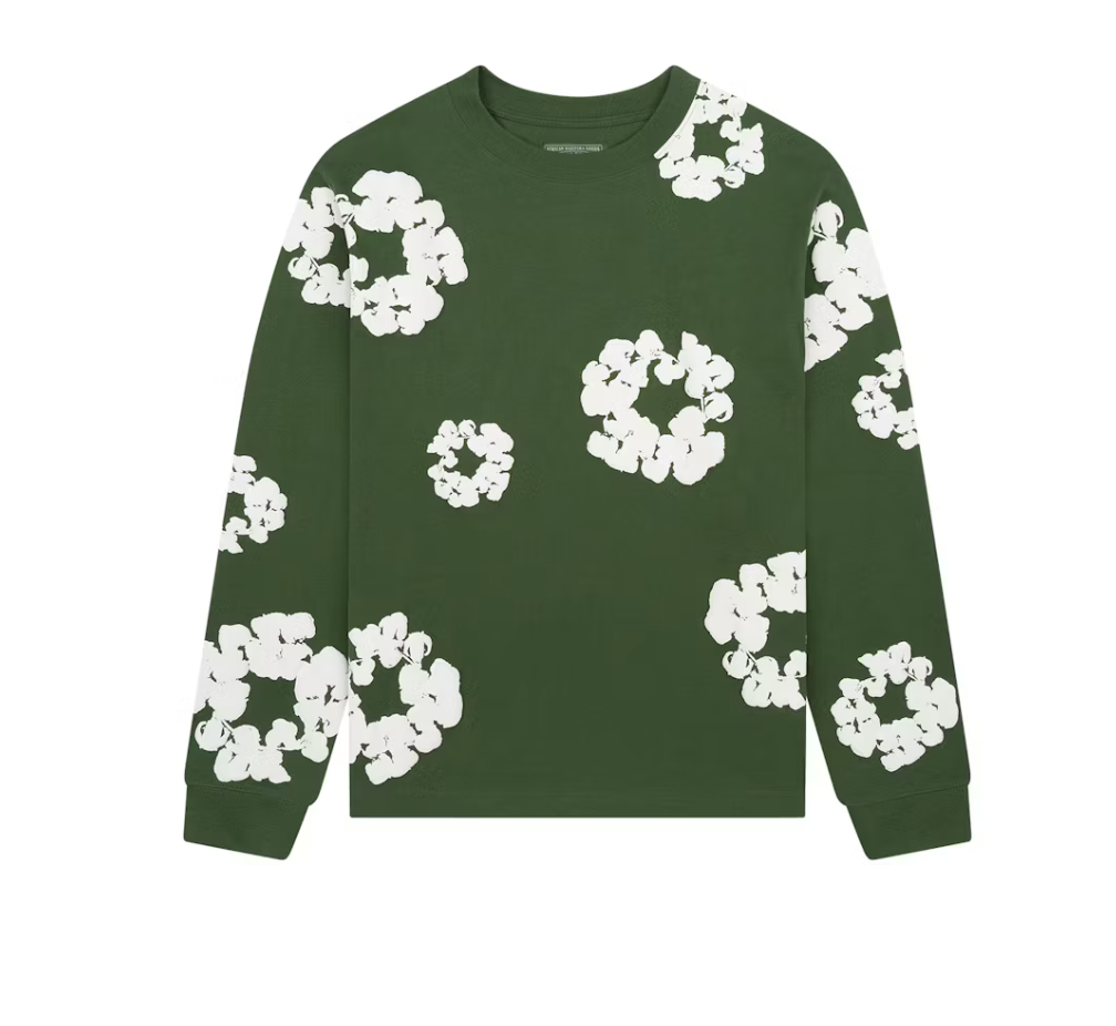 Denim Tears Long Sleeve Cotton Wreath T-shirt Green