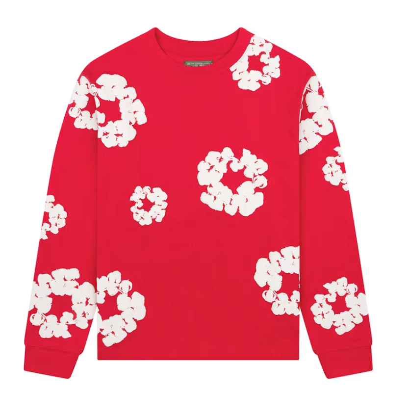 Denim Tears Long Sleeve Cotton Wreath T-shirt Red