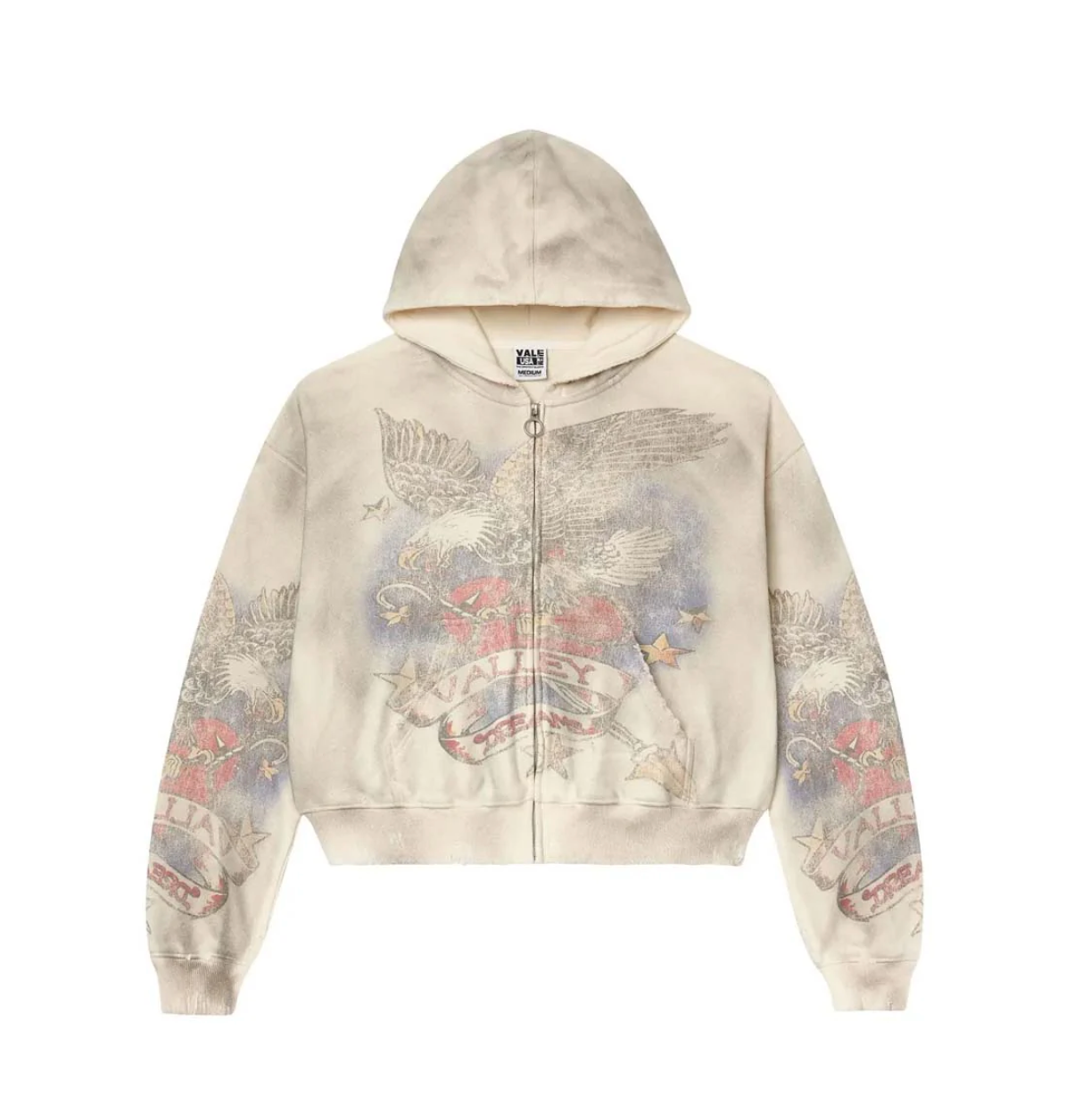 Vale Forever Nostalgia Distressed Zip Up Hoodie