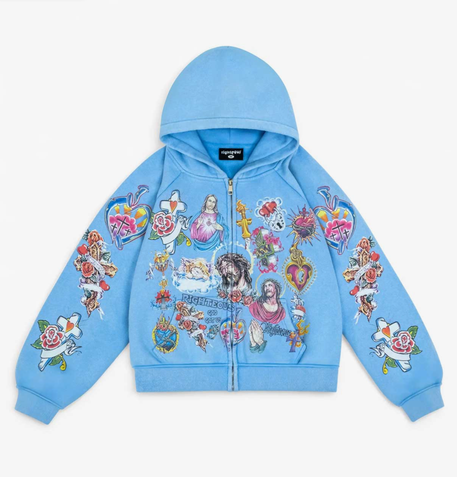 Righteous Risen King Zip Up Hoodie blue