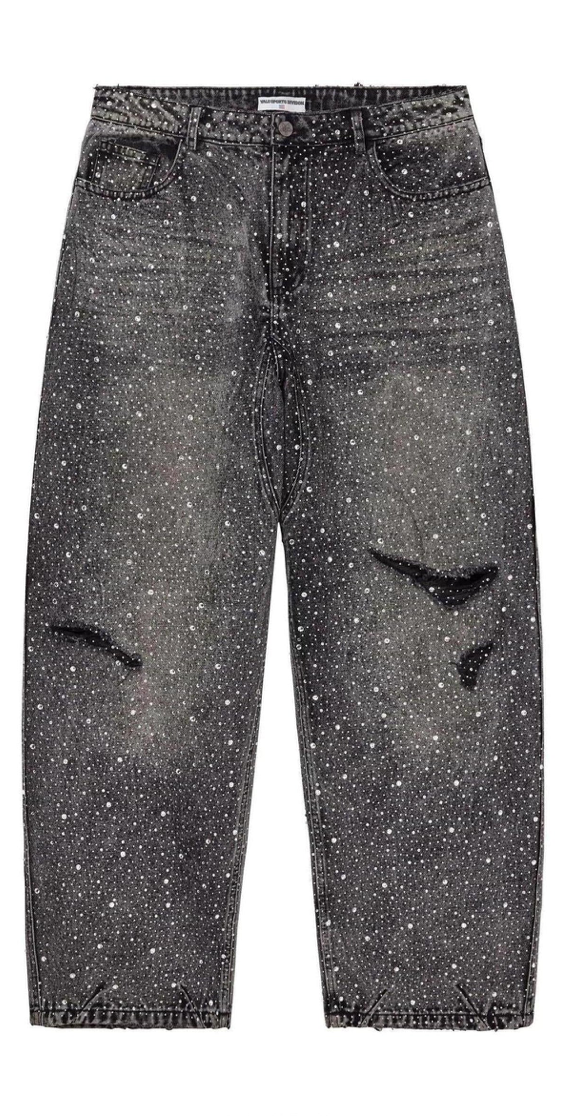 Vale Forever Black Rain Rhinestone Denim Jeans Black