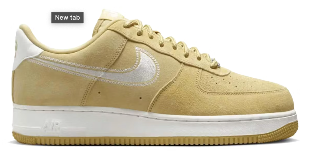 Nike Air Force 1 Low '07 LV8 Buff Gold Sail Embroidered Swoosh