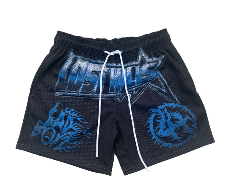 Lost Hills Black Blue Mesh Shorts
