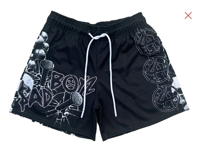 Lost Hills Black Pink Outline Mesh Shorts