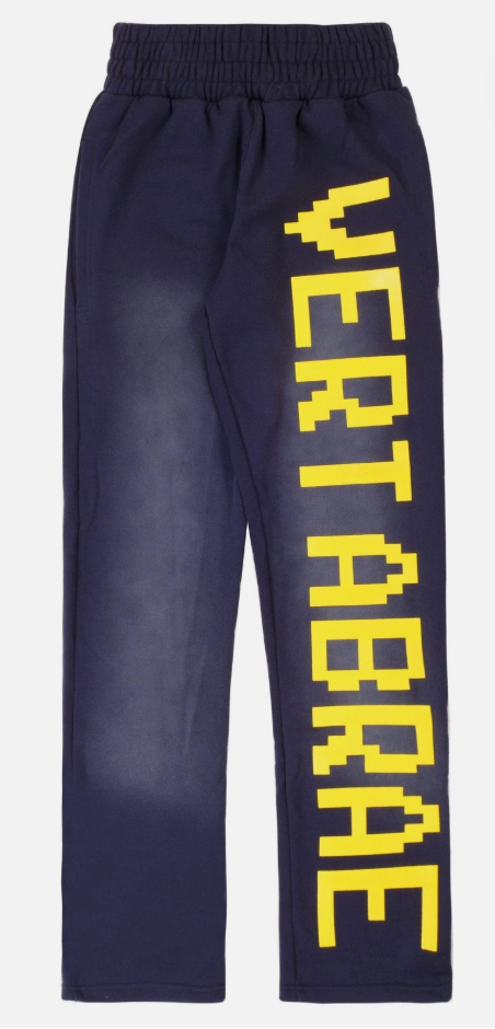 Vertabrae Logo Sweatpants Navy Yellow