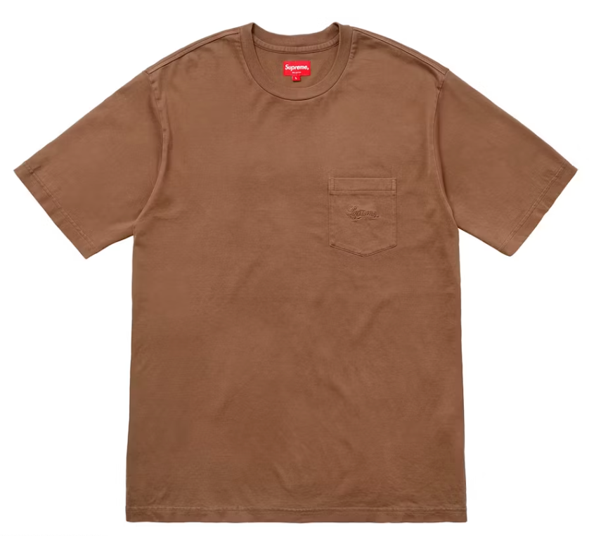 Supreme Overdyed Pocket Tee Washed Brown