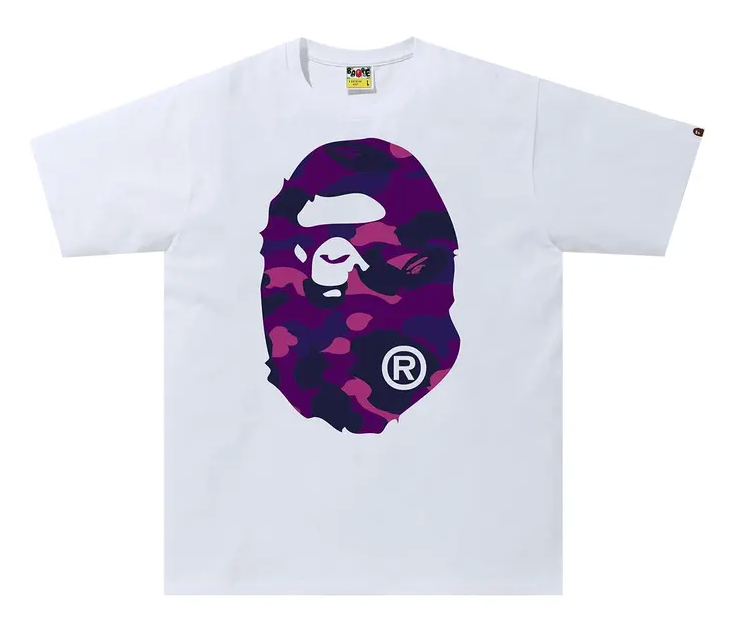 BAPE Color Camo Big Ape Head Tee 'White/Purple'