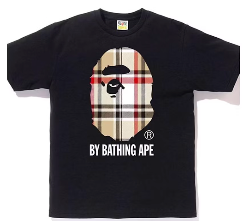 BAPE A Bathing Ape Check by Bathing Tee Black/Beige