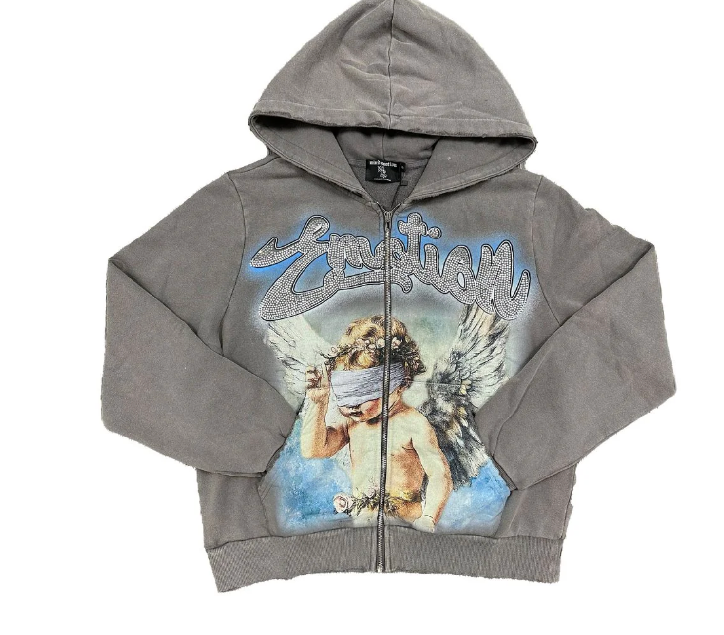 Mixed Emotions - Hoody Angel Rhinestone Grey Hoodie