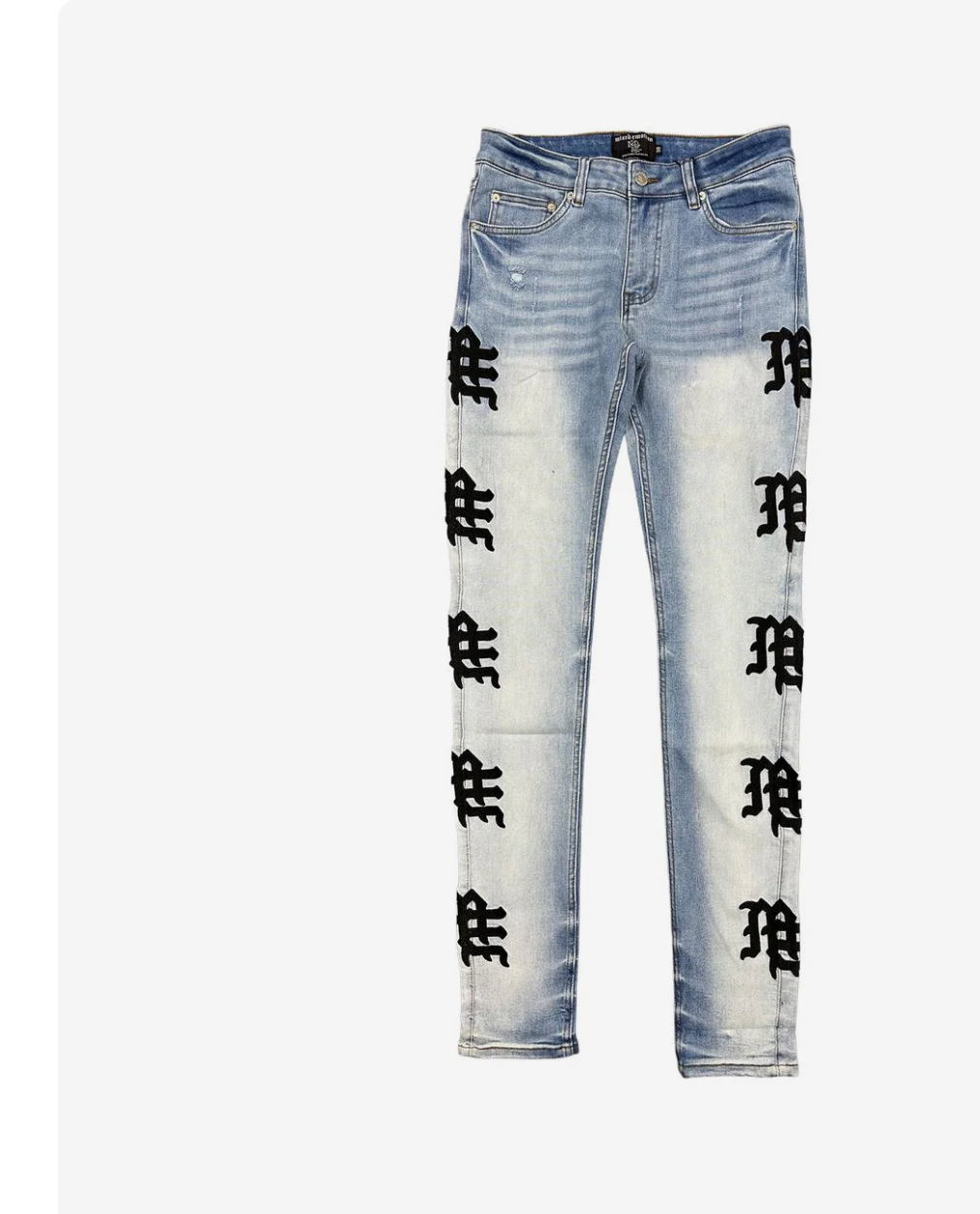 Mixed Emotion Monogram Denim Light Blue Wash Jeans