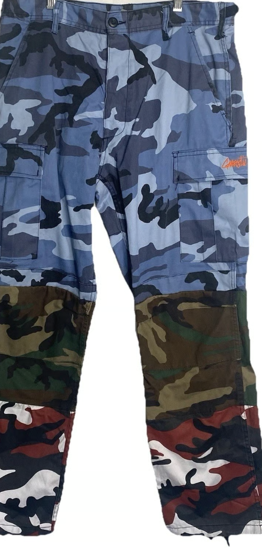 Gnarcotic tri camo cargo pants blue