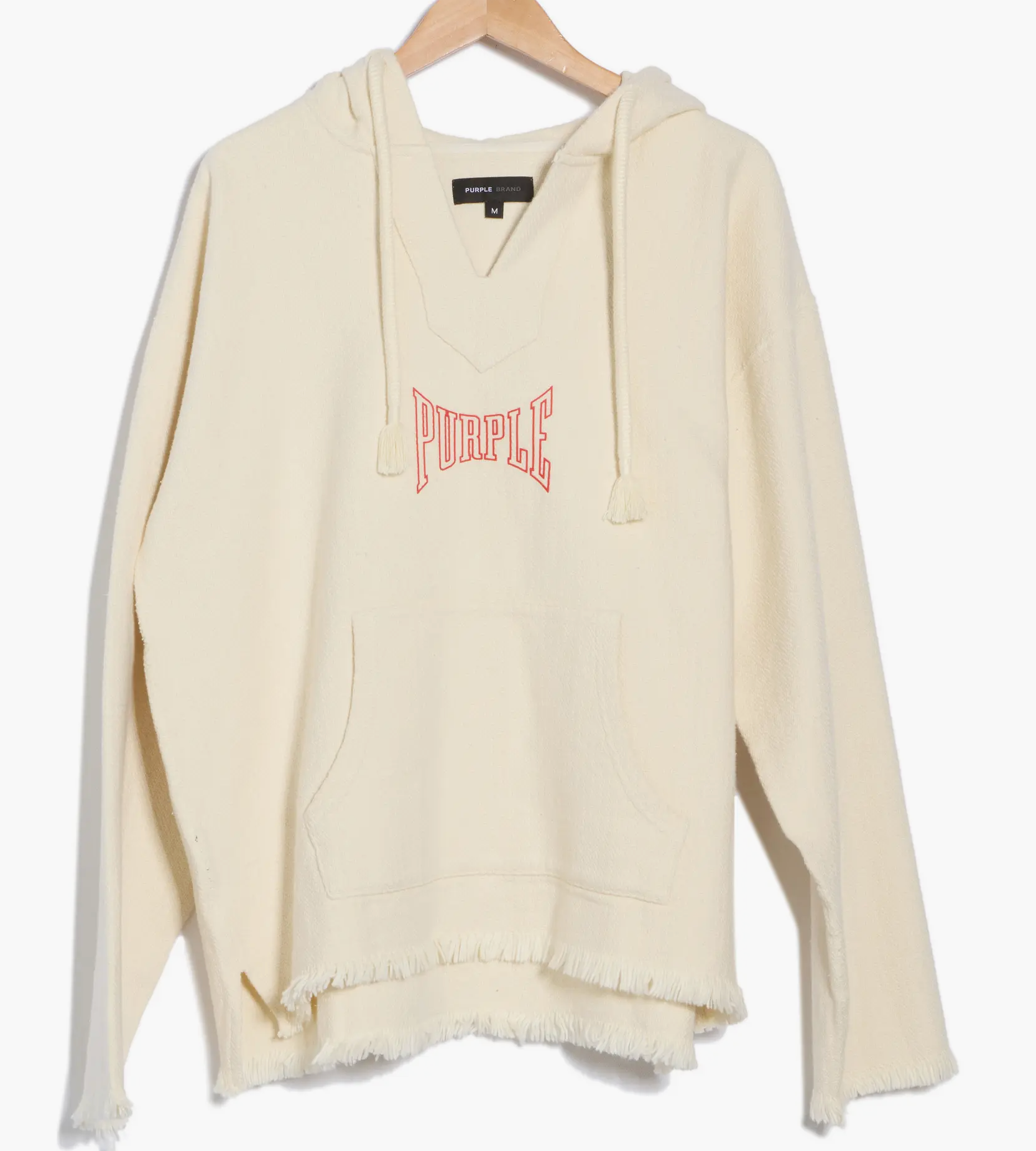 Beach Fray Hem Cotton Pullover Hoodie