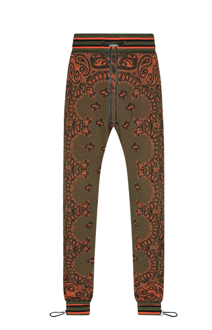 Amiri Bandana Baskeyball Sweatpants 'Green/Orange'