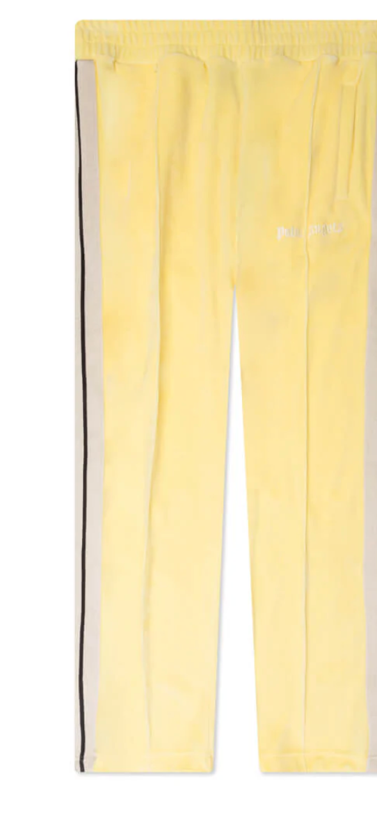 Kids Palm Angels Chenille Loose Track Pants - Yellow/Off White