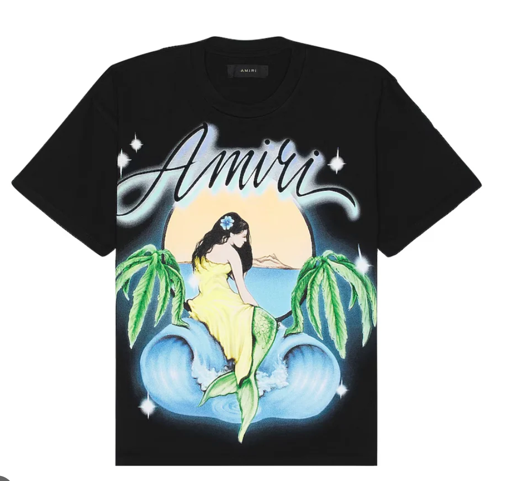 Pre Owned AMIRI OVERSIZED AMIRI MERMAID TEE - BLACK