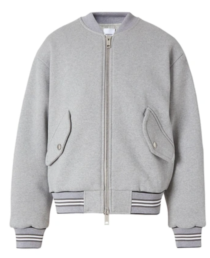 BURBERRY Carlford Back Logo Stripe Trim Bomber Jacket