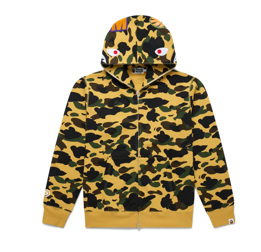 BAPE 1st Camo Shark Full Zip Hoodie Yellow