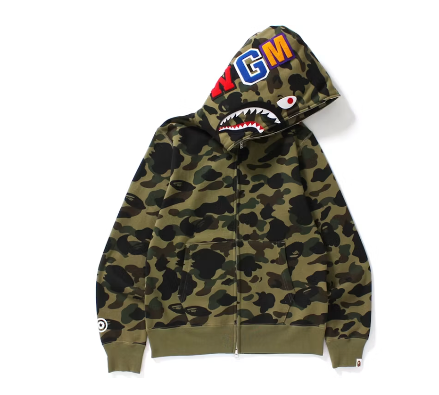 BAPE 1st Camo Shark Full Zip Hoodie Green