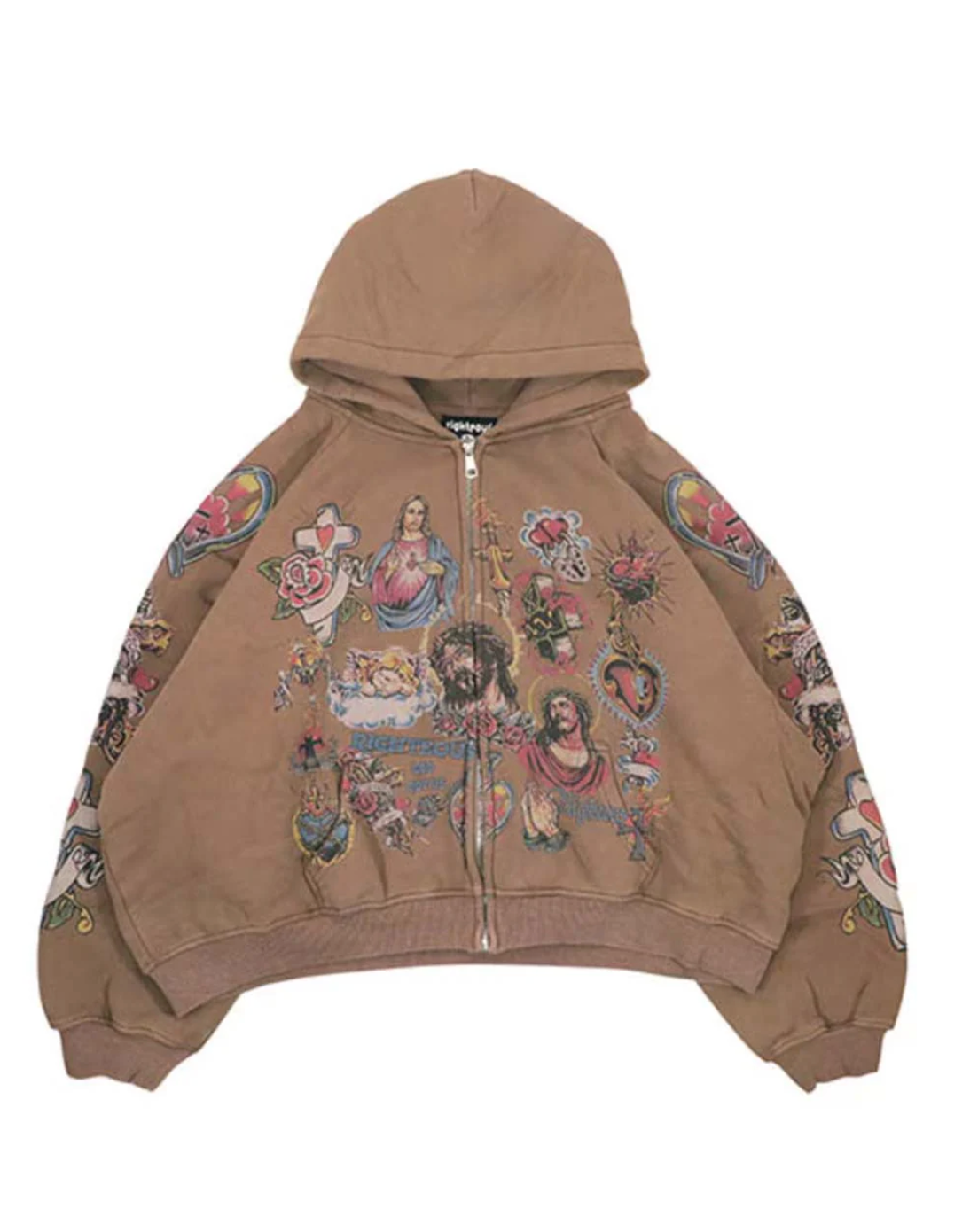 Righteous Risen King Zip Up Hoodie Brown