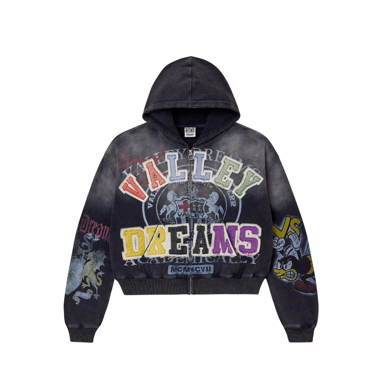 Vale Forever Blasted Zip Up Hoodie Black