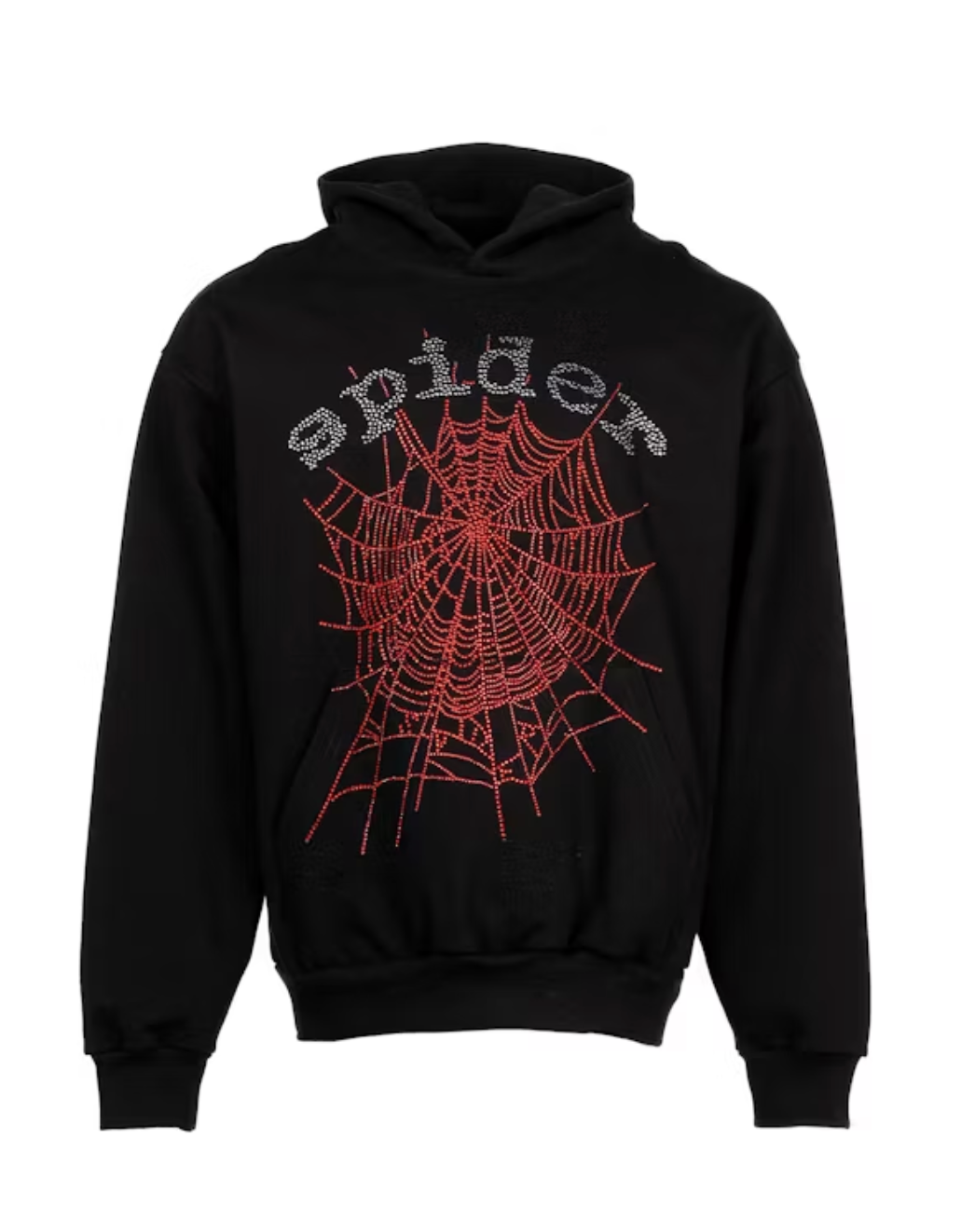 Sp5der OG Rhinestone Logo Hoodie Black