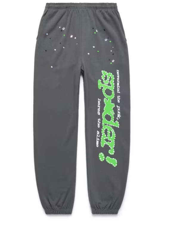 Sp5der Sweats Grey Slime Green