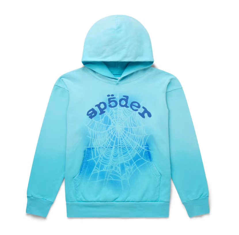 Sp5der OG Web V2 Spray Hoodie Light Blue
