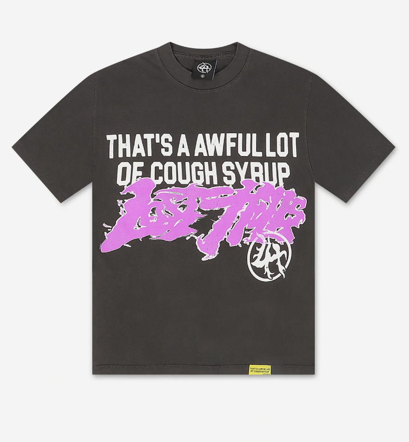 Lost Hills x ALOCS Cough Syrup Tee - Charcoal/Purple