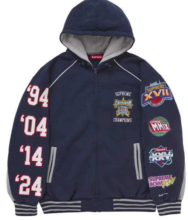 Supreme Playoffs Zip Up Hooded Sweatshirt Navy