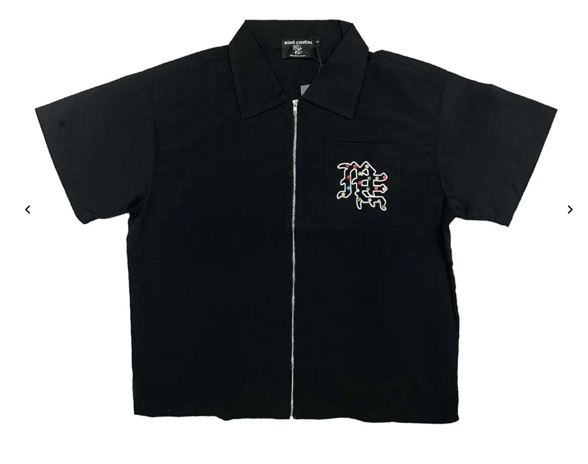 Mixed Emotions Rhinestone Nylon Zip Shirt