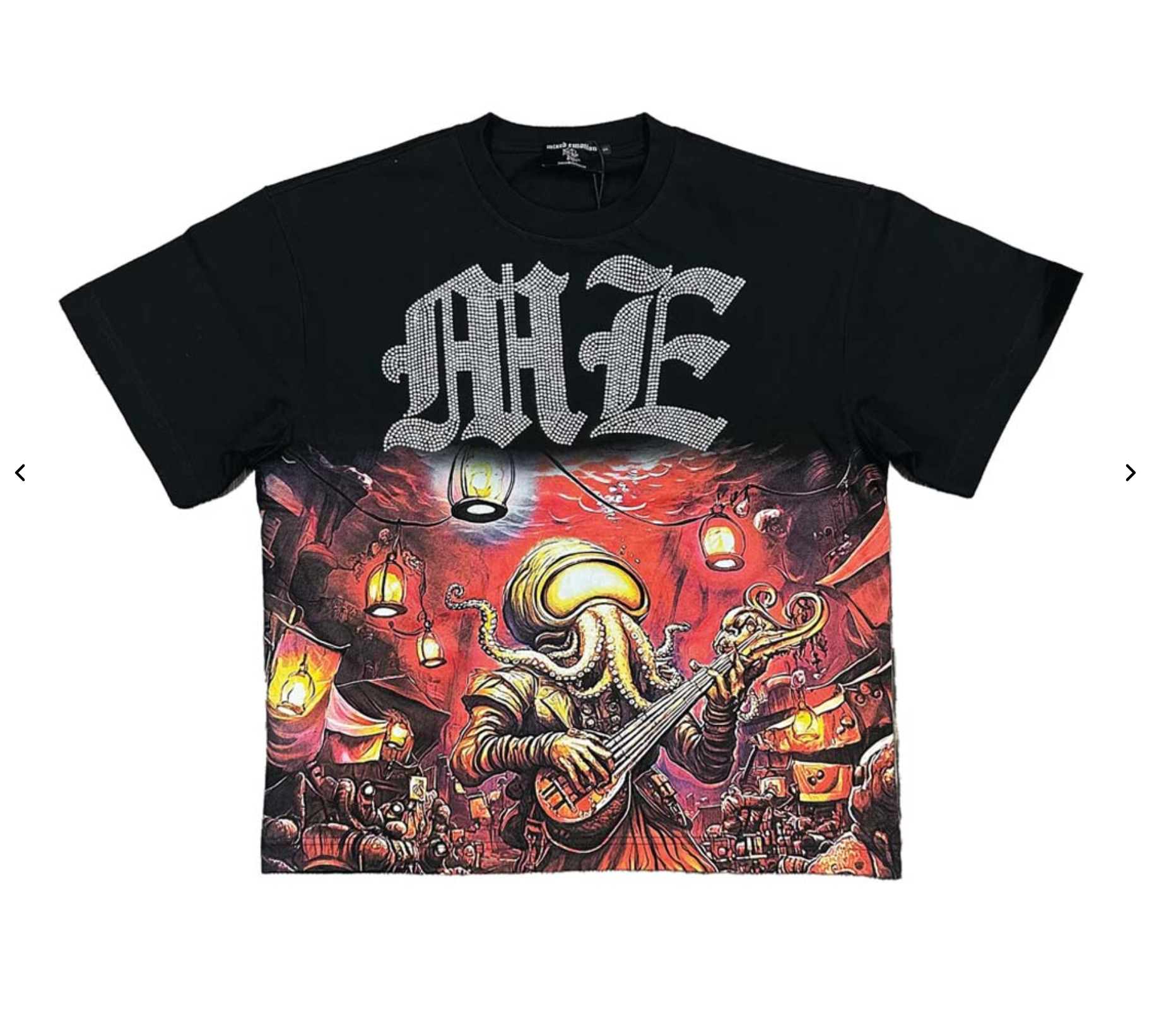 Mixed Emotions Octopus Rhinestone Black Tee