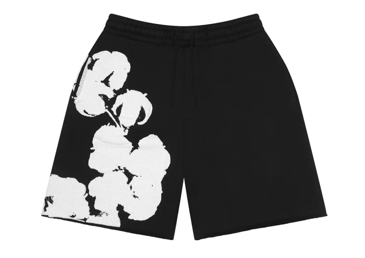 Denim Tears Big Cotton Wreath Sweat Shorts Black