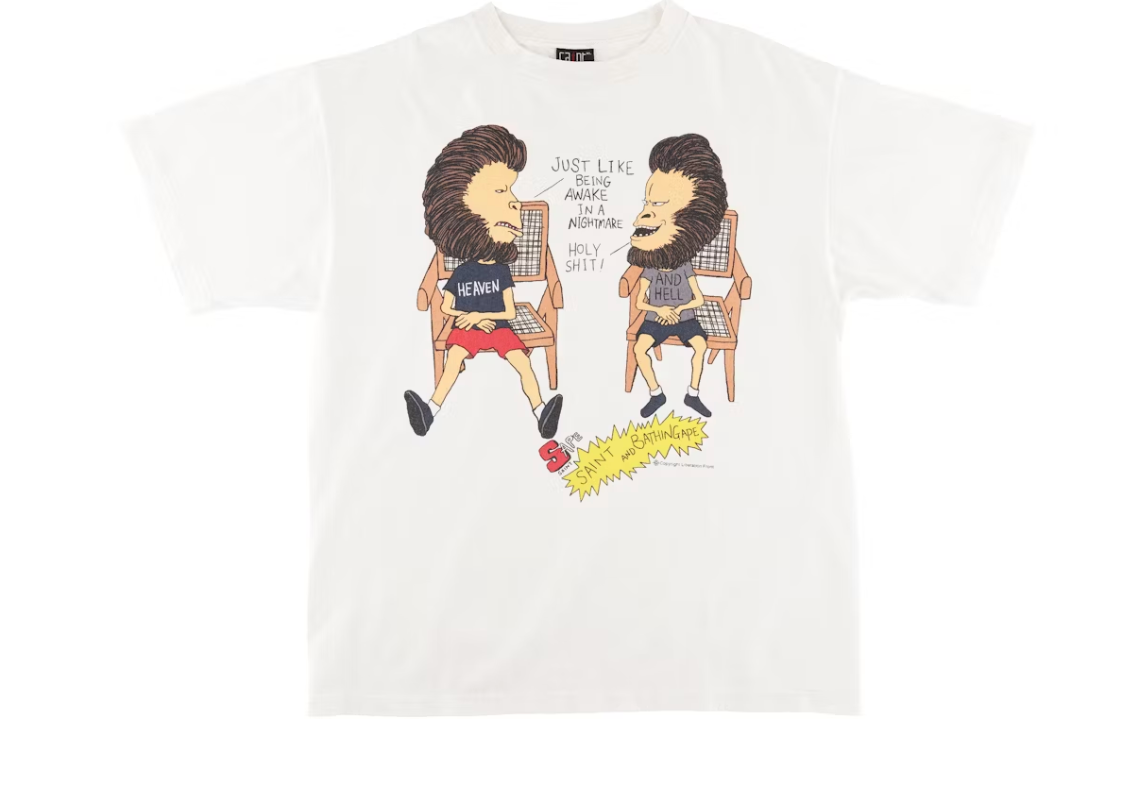 BAPE x Saint Mxxxxxx Heaven and Hell Tee Vintage White