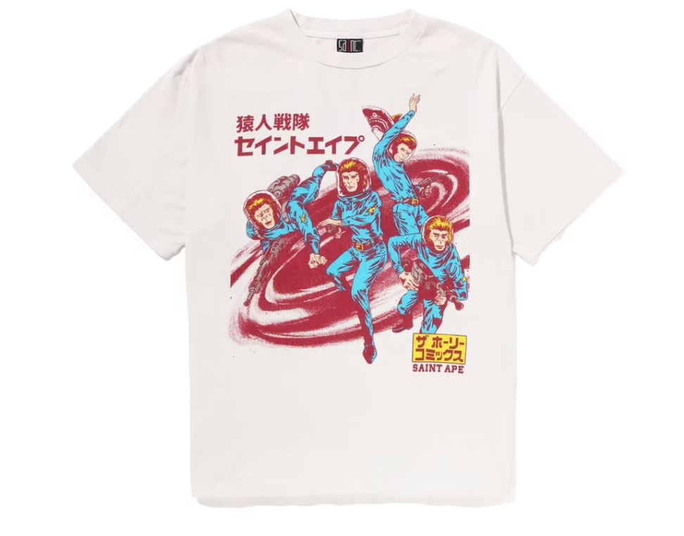 BAPE x Saint Mxxxxxx Squadron Tee Vintage White