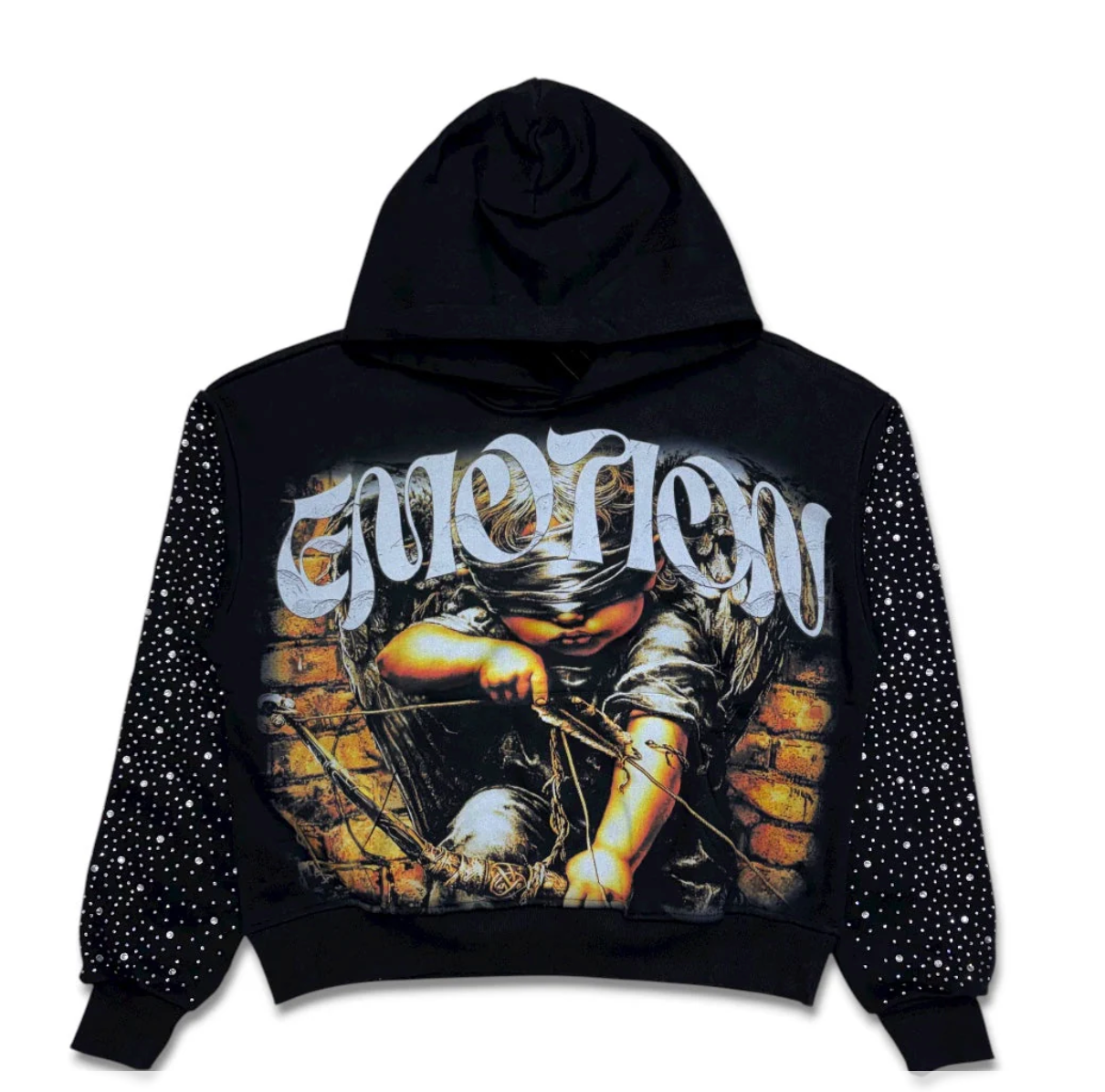 Mixed Emotion - Archer Rhinestone Hoodie - Black