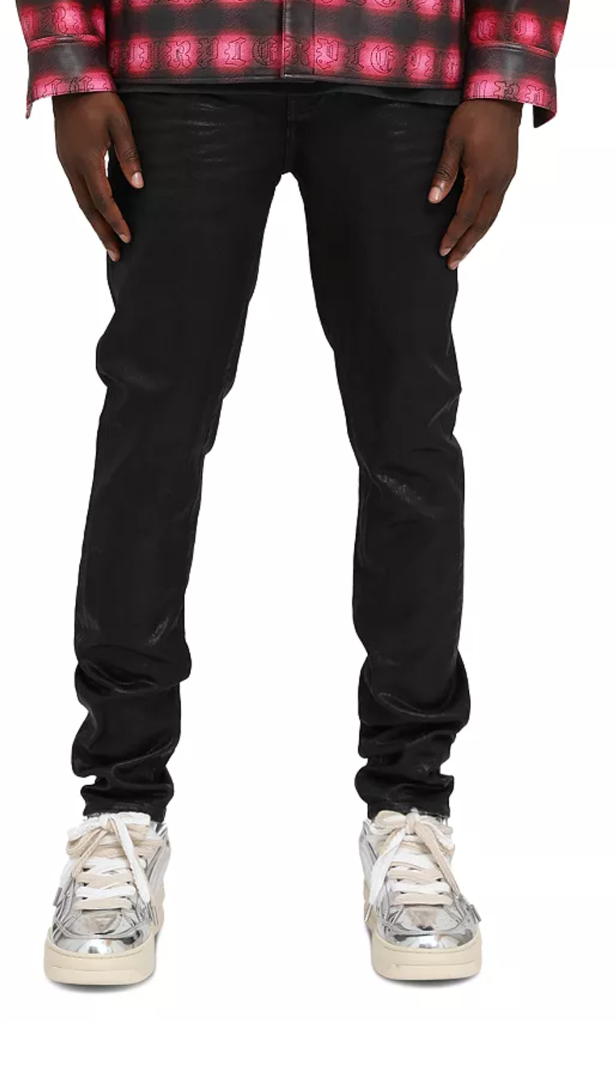 Purple Brand Coated Indigo Skinny Jeans in Black