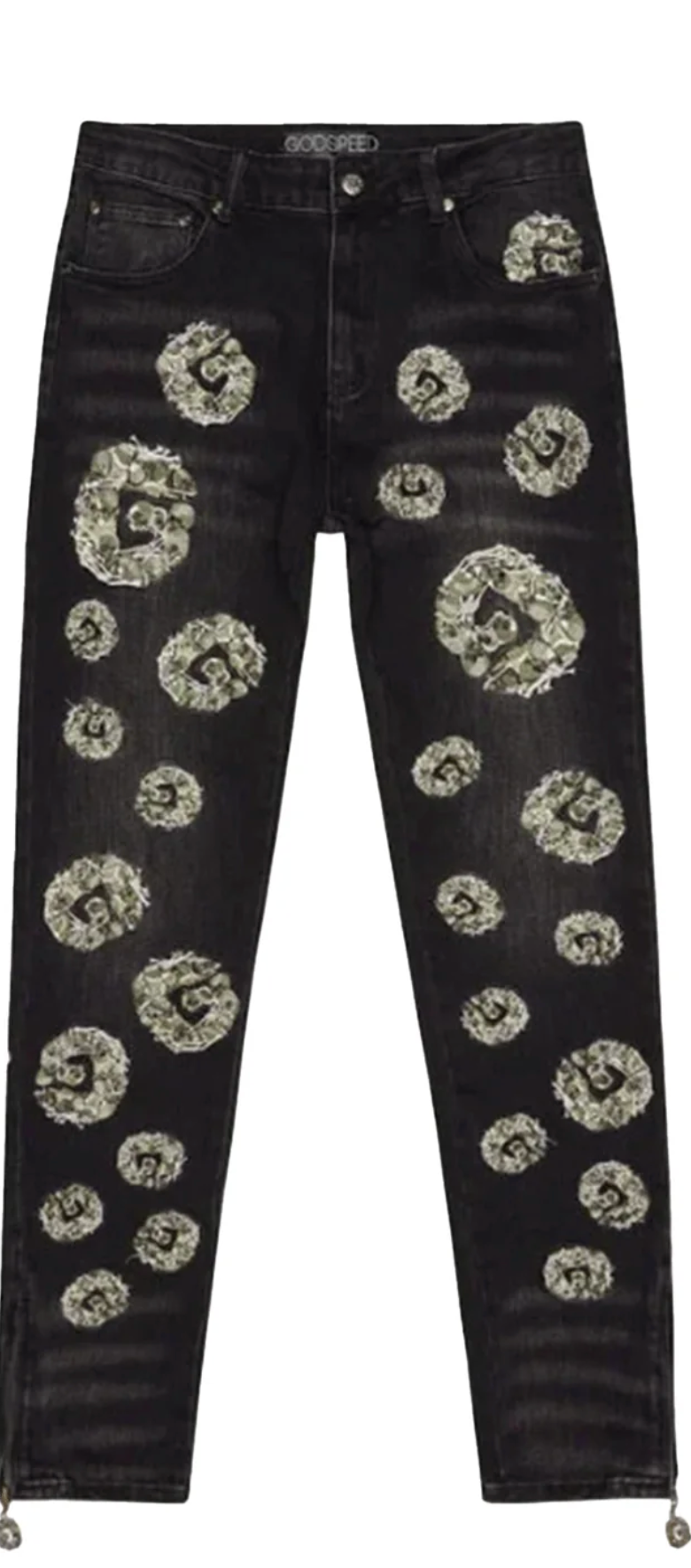 Godspeed Skull Embroidery Jeans