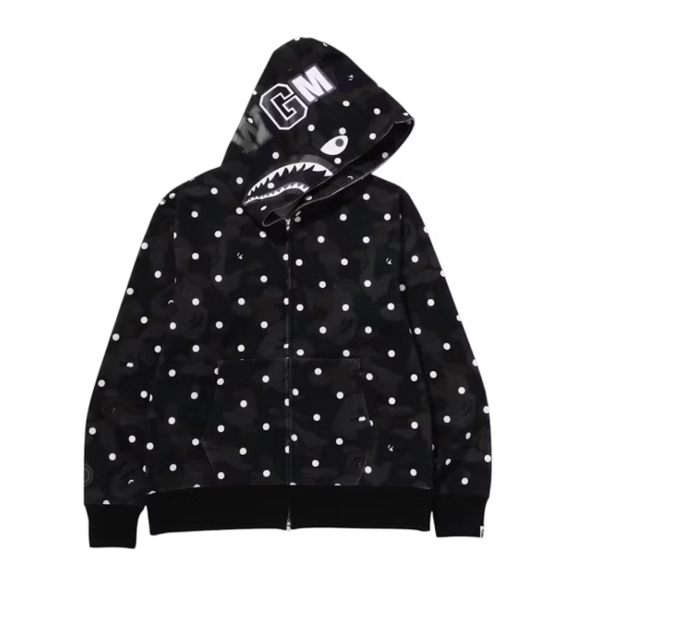 BAPE ABC Dot Shark Full Zip Hoodie Black