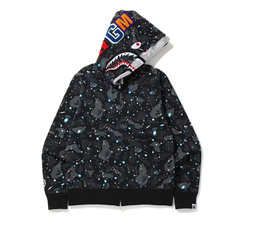 BAPE Space Camo Shark Full Zip Double Hoodie