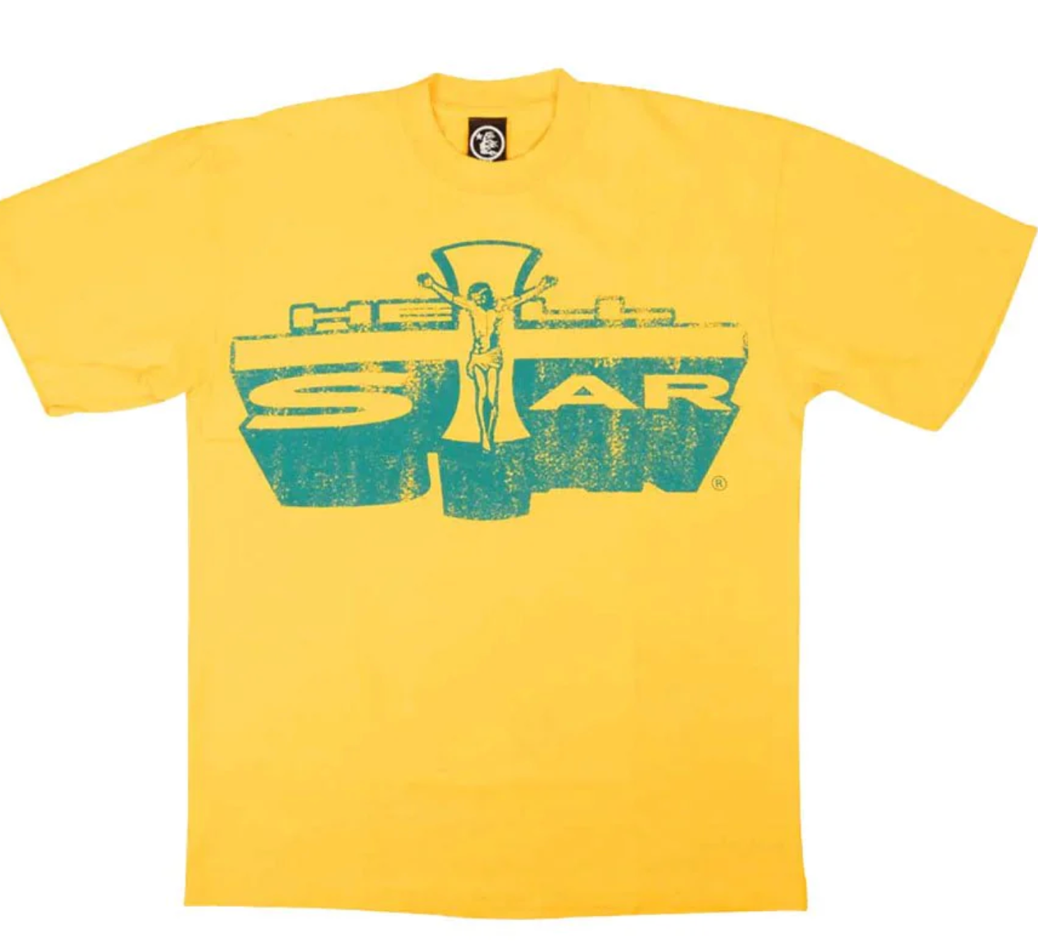 Hellstar Jesus Emblem Tee Yellow Green