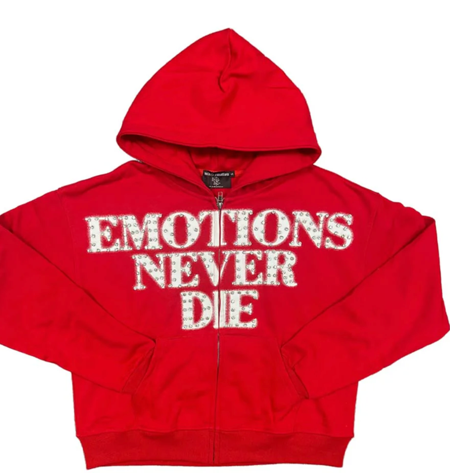 Mixed Emotions Red End Rhinestone Hoodie
